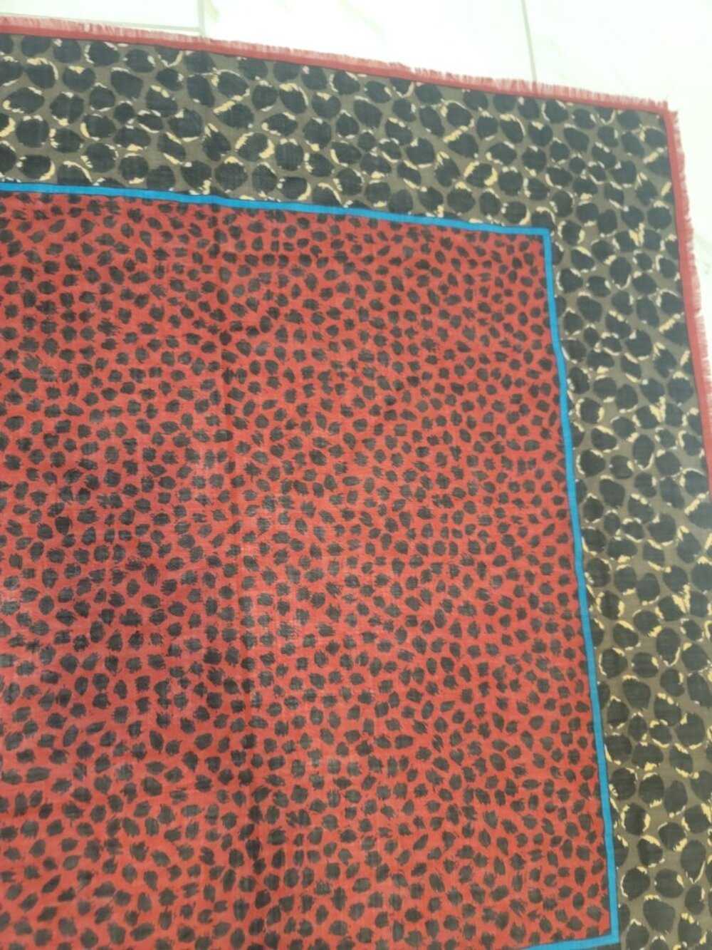 Yves Saint Laurent Geometric Cotton Scarf Multicolored, Italy VTG YSL - Picture 4 of 6